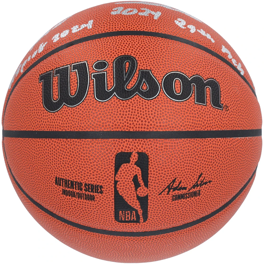 2024 NBA Draft Autographed Wilson Official Game Basketball Featuring Alexandre Sarr, Ron Holland II, Rob Dillingham & Isaiah Collier with "# Pick" Inscriptions - Limited Edition #12/12