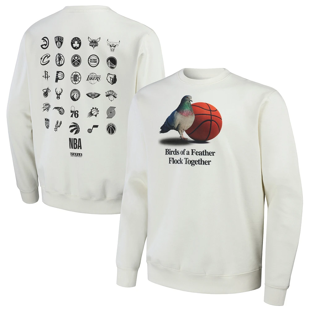 Sweat-shirt NBA x Staple Cream Pigeon All Teams Birds of a Feather Crew pour hommes