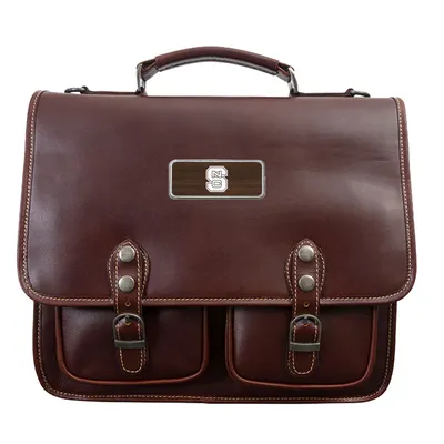 NC State Wolfpack Logo Plate Sabino Canyon Briefcase - Brown
