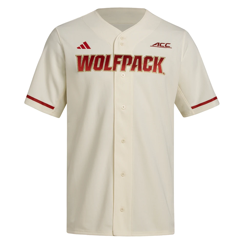 Maillot de baseball réplique NC State Wolfpack pour homme adidas Cream