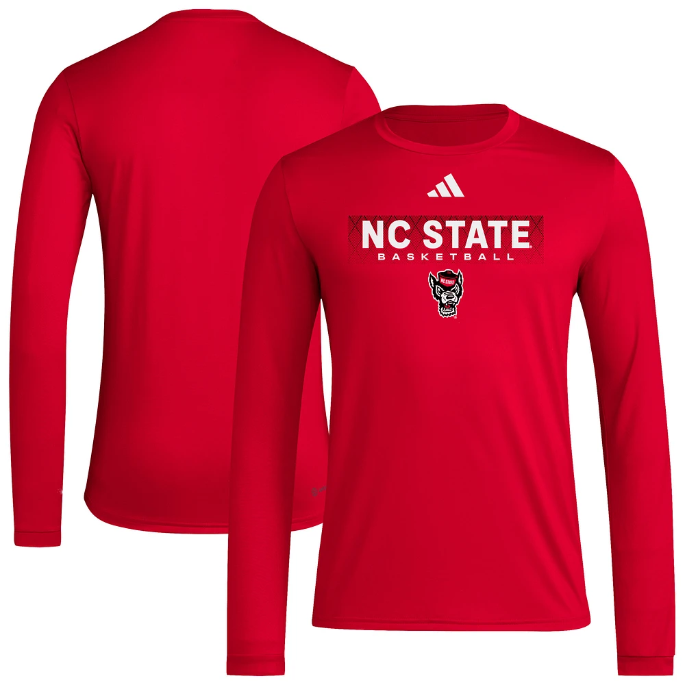 Men's adidas  Red NC State Wolfpack Locker On-Court the Fade AEROREADY Long Sleeve T-Shirt