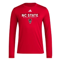 Men's adidas  Red NC State Wolfpack Locker On-Court the Fade AEROREADY Long Sleeve T-Shirt