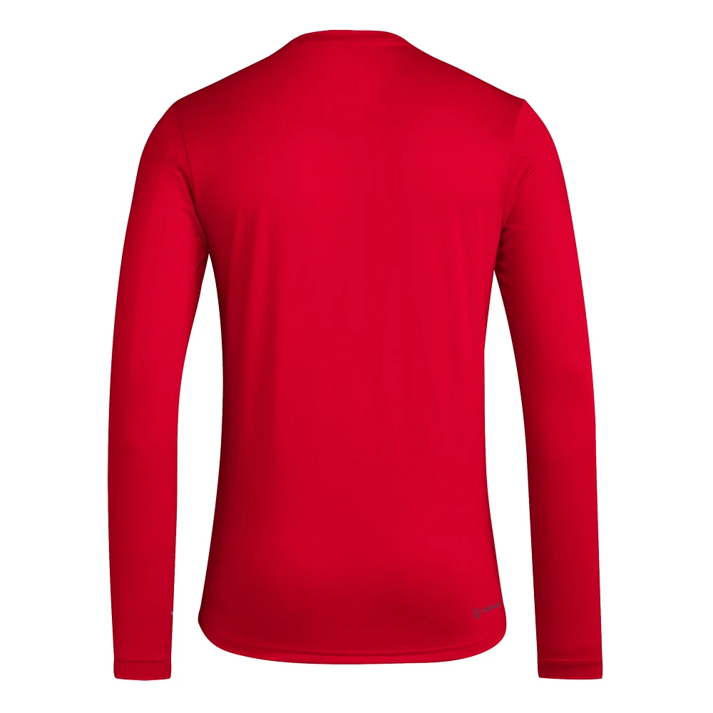 Men's adidas  Red NC State Wolfpack Locker On-Court the Fade AEROREADY Long Sleeve T-Shirt