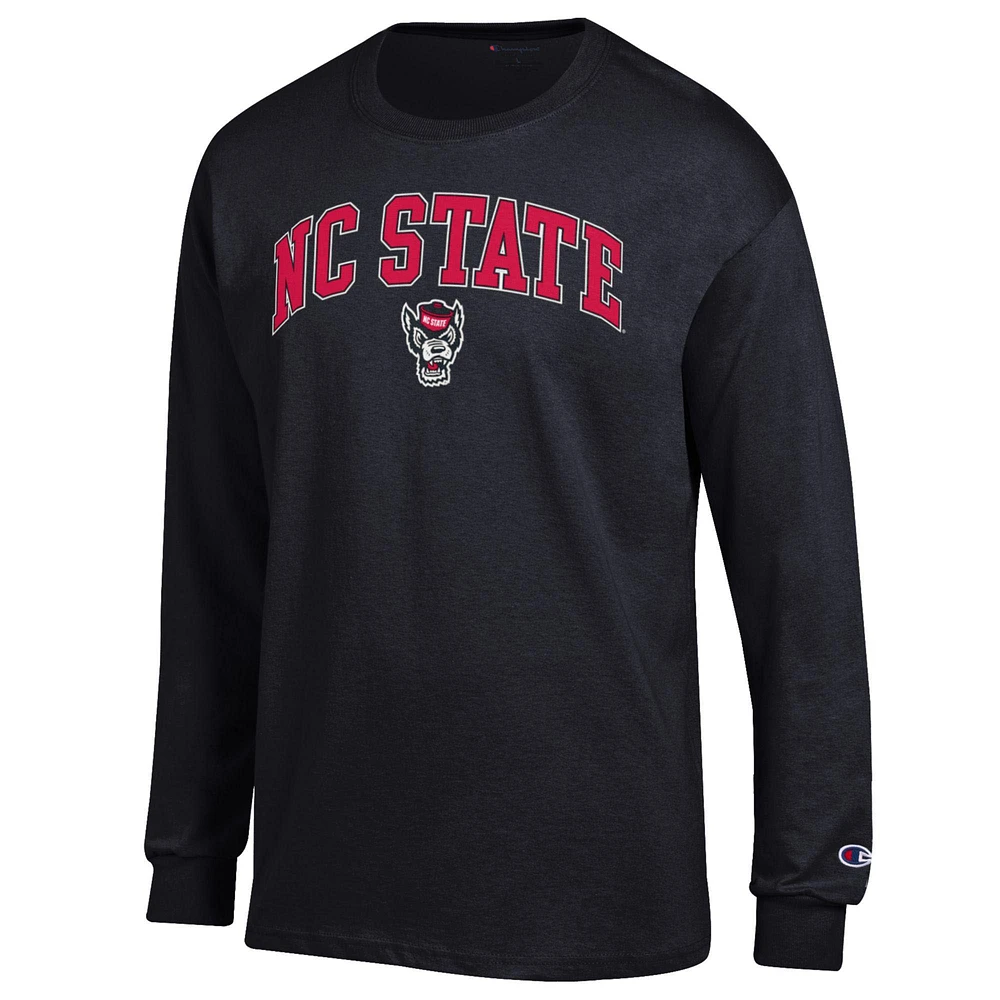Men's Champion  Black NC State Wolfpack Arch Over Logo Long Sleeve T-Shirt