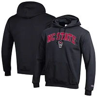 Sweat à capuche en polaire avec logo arqué Champion Black NC State Wolfpack pour homme