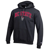 Sweat à capuche en polaire avec logo arqué Champion Black NC State Wolfpack pour homme