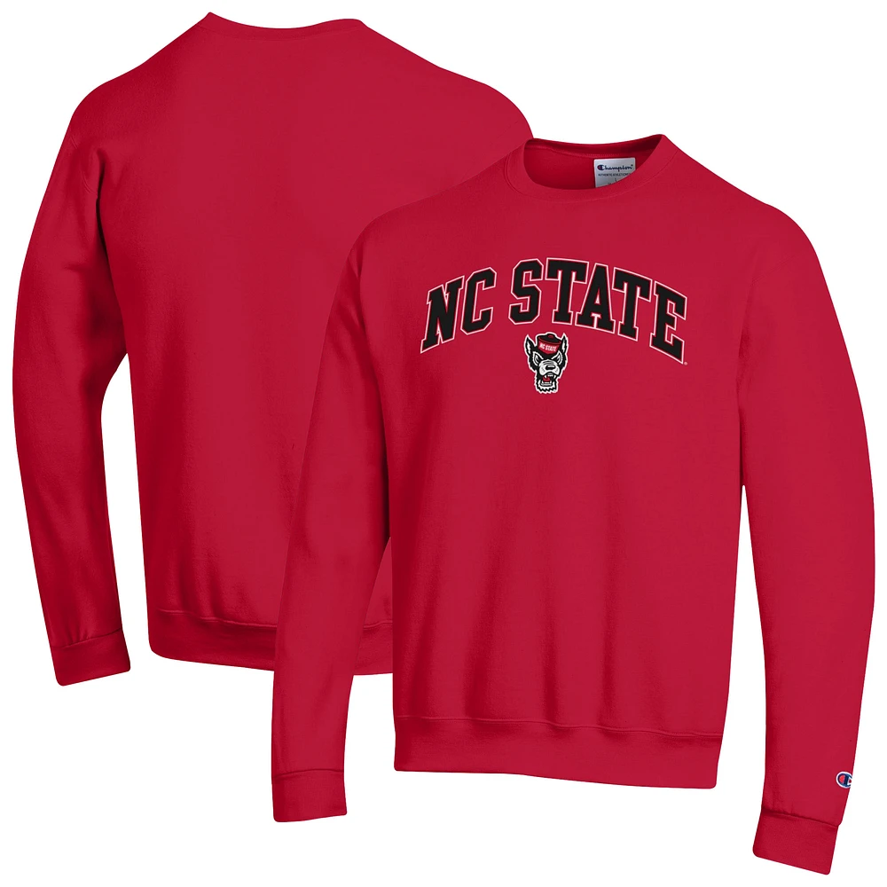 Men's Champion  Red NC State Wolfpack Arch Over Logo Pullover Sweatshirt
