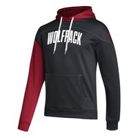 Men's adidas Black/Red NC State Wolfpack Block Stadium AEROREADY Pullover Hoodie