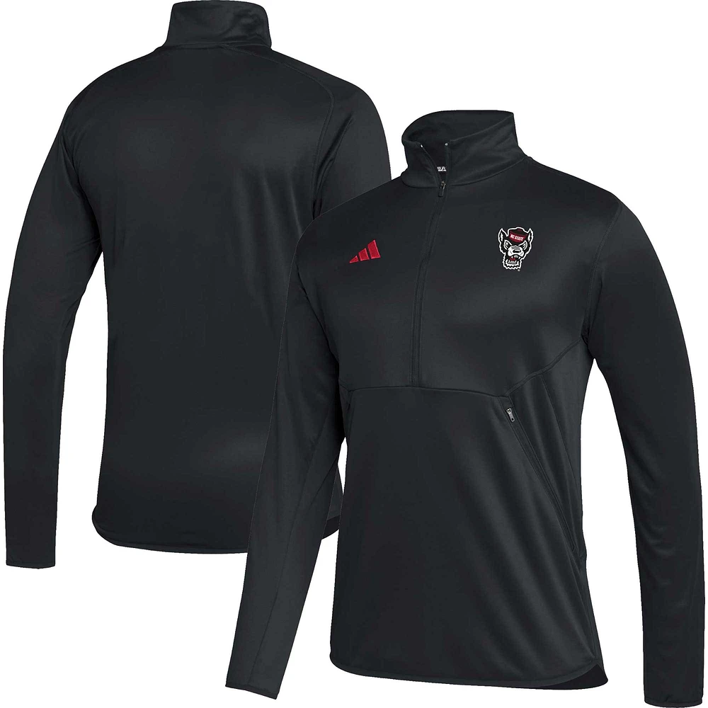 Men's adidas Black NC State Wolfpack 2023 Sideline AEROREADY Half-Zip Top