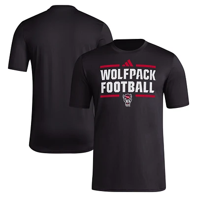 T-shirt d'avant-match de football adidas NC State Wolfpack Locker pour hommes, noir, AEROREADY