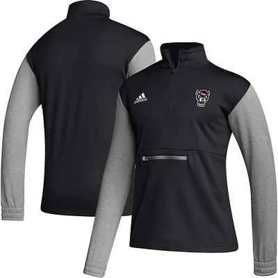 Men's adidas Black NC State Wolfpack Sideline AEROREADY Half-Zip Top