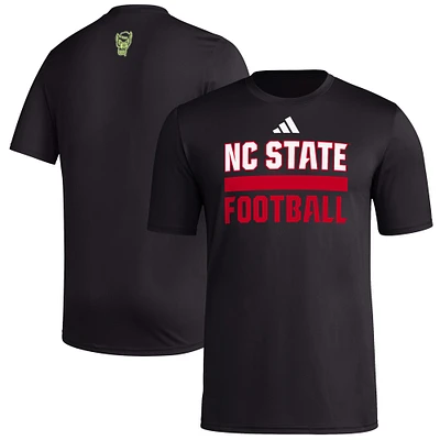 T-shirt d'avant-match adidas noir NC State Wolfpack Sideline Strategy Glow pour hommes