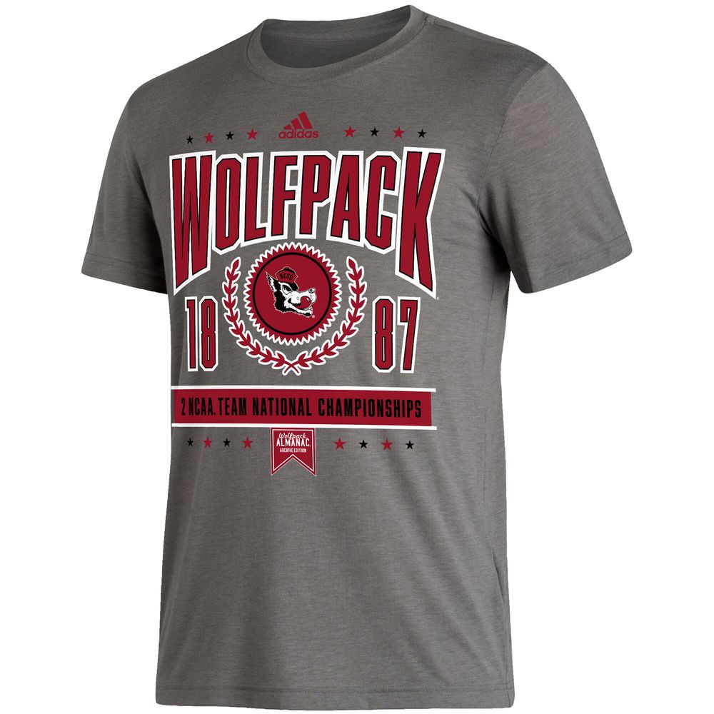 Men's adidas Heathered Charcoal NC State Wolfpack 2 NCAA Team National Championships Reminisce T-Shirt