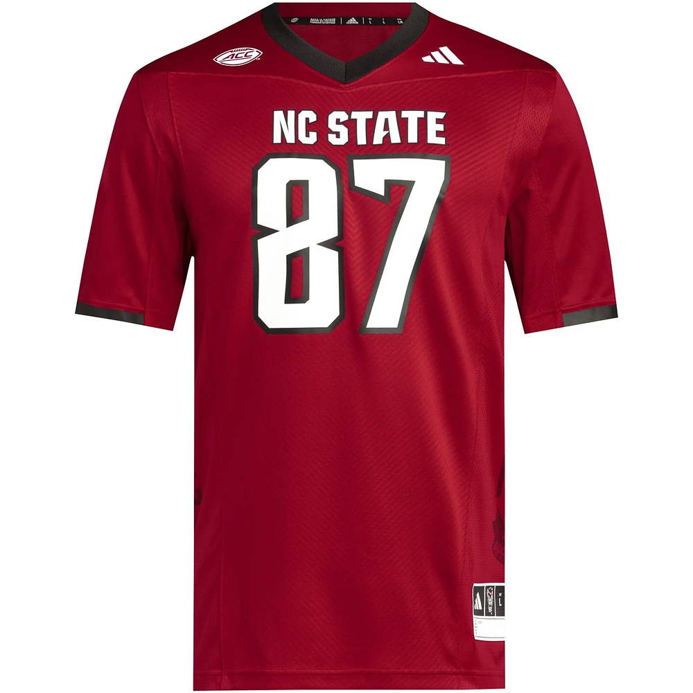 Maillot adidas #87 NC State Wolfpack Premier rouge pour homme