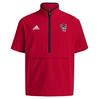 Men's adidas Red NC State Wolfpack 2024 Coaches Sideline Half-Zip Short Sleeve Jacket