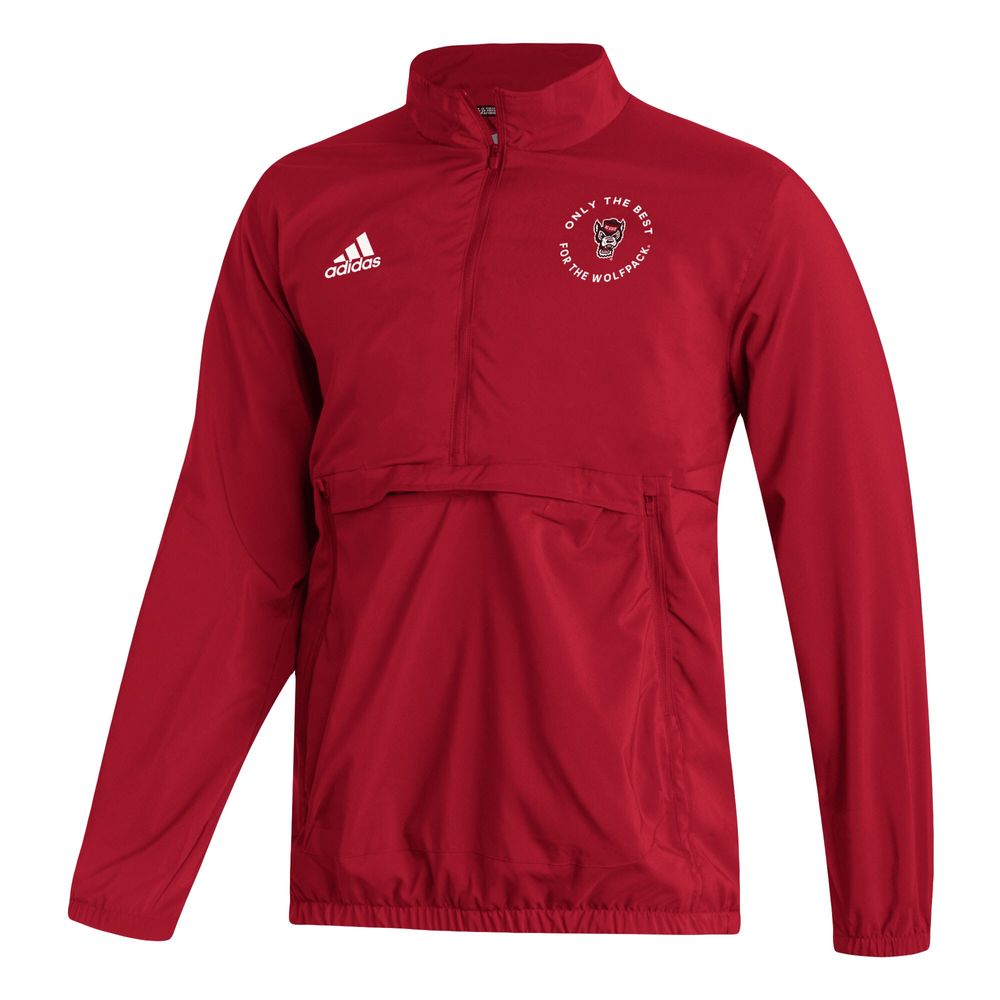 Men's adidas Red NC State Wolfpack AEROREADY Half-Zip Jacket