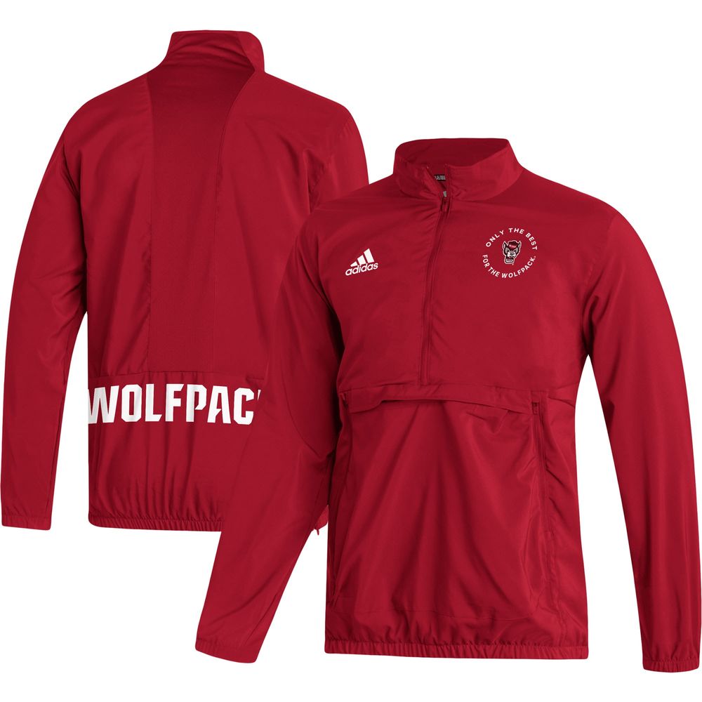 Men's adidas Red NC State Wolfpack AEROREADY Half-Zip Jacket