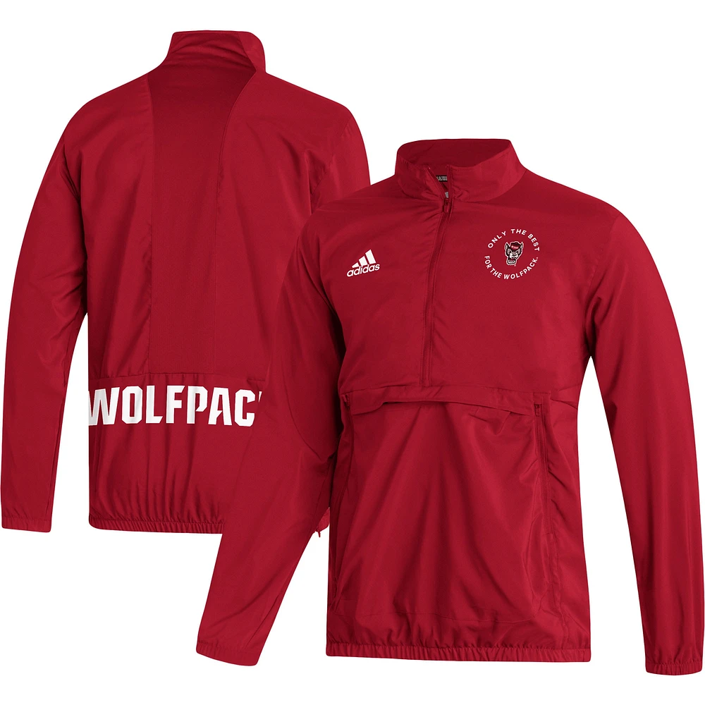 Veste à demi-zip adidas rouge NC State Wolfpack AEROREADY pour hommes