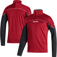 Veste rouge adidas NC State Wolfpack AEROREADY Knit Quarter-Snap pour hommes