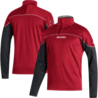 Veste rouge adidas NC State Wolfpack AEROREADY Knit Quarter-Snap pour hommes