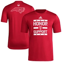 T-shirt d'avant-match adidas rouge NC State Wolfpack Honor & Support pour homme