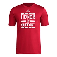 T-shirt d'avant-match adidas rouge NC State Wolfpack Honor & Support pour homme