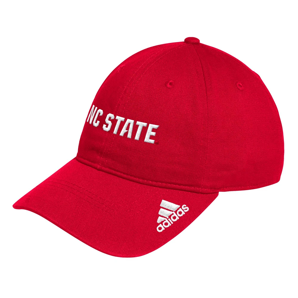 Men's adidas Red NC State Wolfpack Locker Room Wordmark Slouch Adjustable Hat