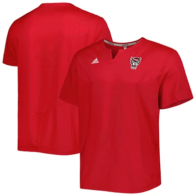 Men's adidas Red NC State Wolfpack Notch Neck Iron Cage Top