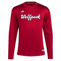 Men's adidas Red NC State Wolfpack Reverse Retro Baseball Script Pullover Sweatshirt