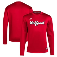 Sweat-shirt à enfiler adidas NC State Wolfpack Reverse Retro Baseball Script pour hommes, rouge