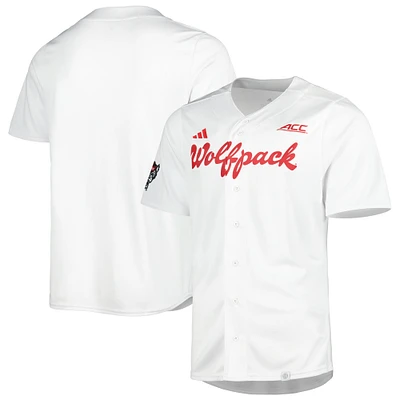 Maillot de baseball adidas NC State Wolfpack Team pour hommes, blanc