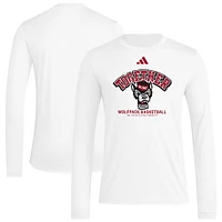 Men's adidas White NC State Wolfpack Together On-Court Pregame Long Sleeve T-Shirt