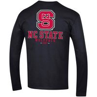 Men's Champion Black NC State Wolfpack Team Stack Long Sleeve T-Shirt