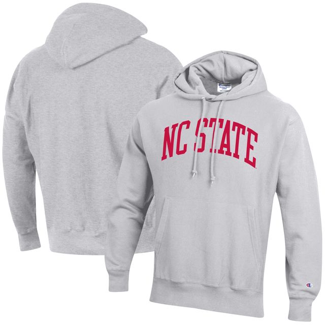 Sweat à capuche Champion NC State Wolfpack Team Arch Reverse Weave gris chiné pour homme