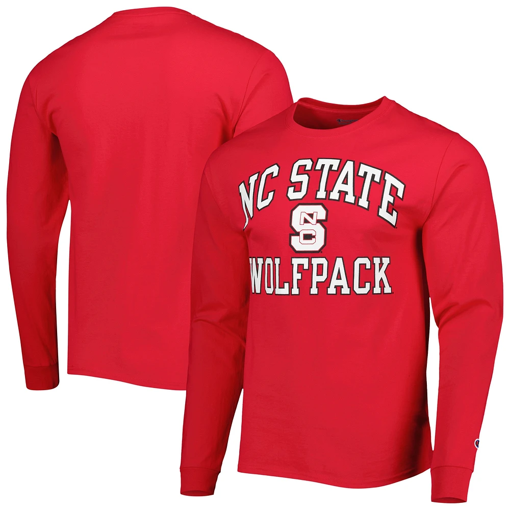 T-shirt à manches longues rouge Champion NC State Wolfpack High Motor pour homme