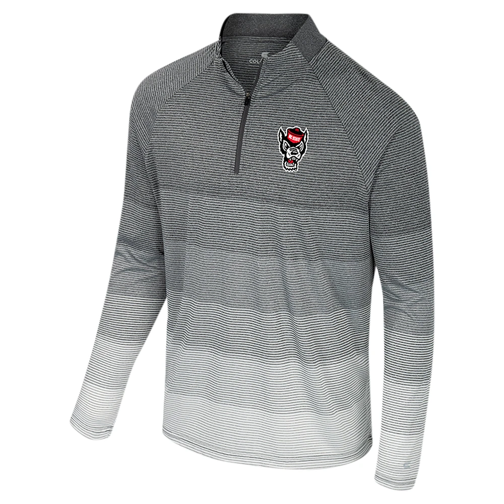 Men's Colosseum  Gray NC State Wolfpack AI Striped Mesh Quarter-Zip Raglan Windshirt