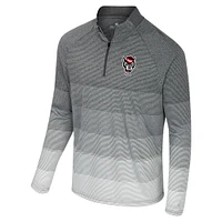 Men's Colosseum  Gray NC State Wolfpack AI Striped Mesh Quarter-Zip Raglan Windshirt