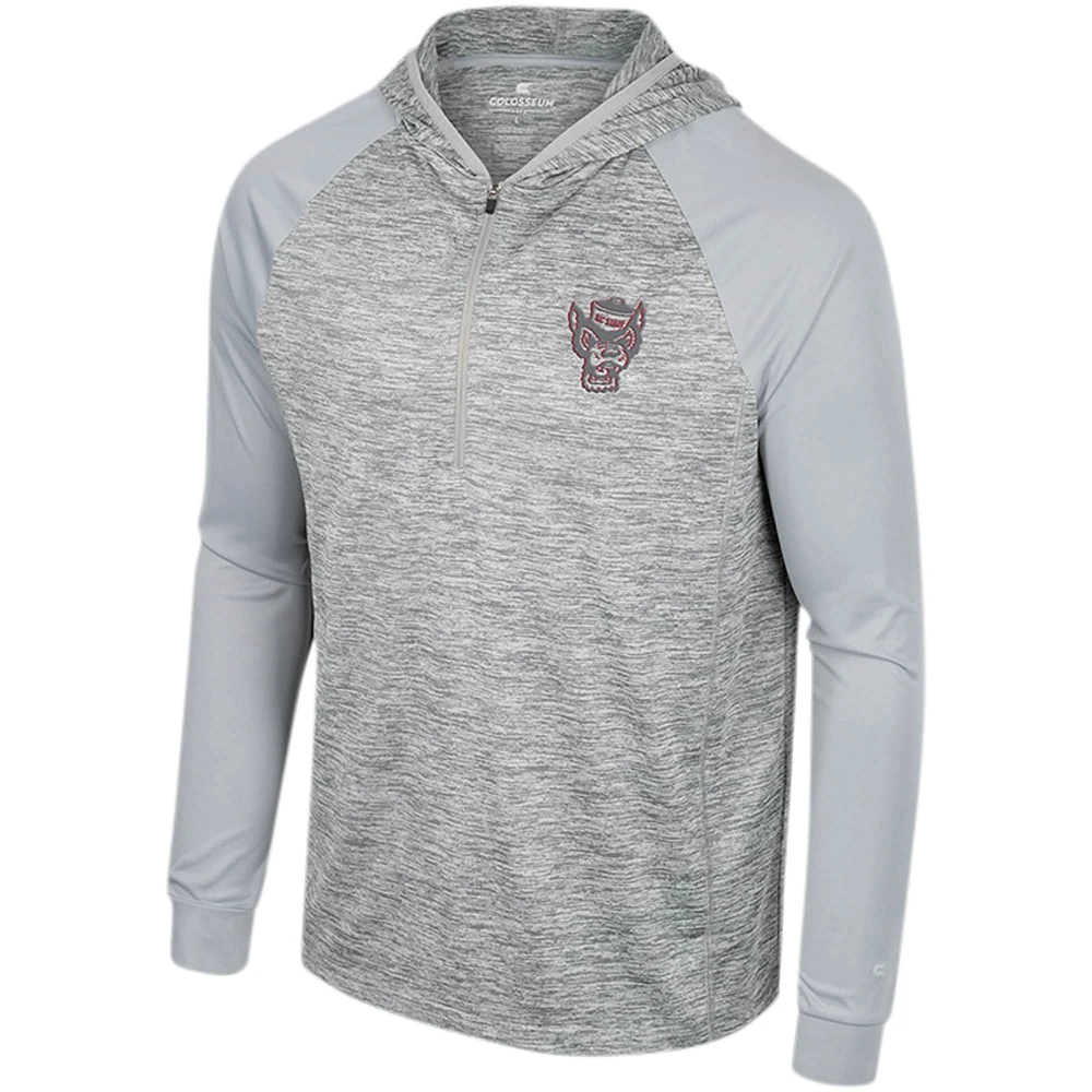 Haut à capuche Cybernetic Raglan quart de zip Colosseum Grey NC State Wolfpack pour hommes