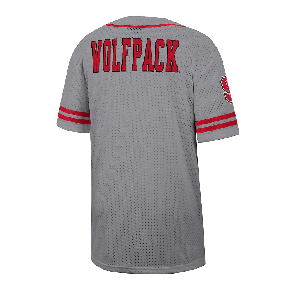 Men's Colosseum Gray NC State Wolfpack Free Spirited Baseball Jersey