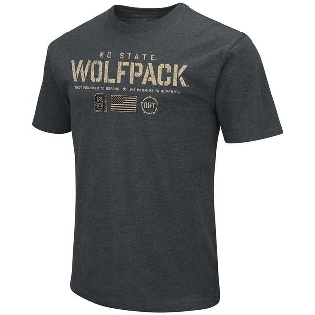 T-shirt Colosseum Heathered Black NC State Wolfpack OHT Military Appreciation Flag 2.0 pour homme