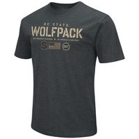 Men's Colosseum Heathered Black NC State Wolfpack OHT Military Appreciation Flag 2.0 T-Shirt