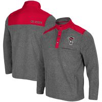 Men's Colosseum Heathered Charcoal/Red NC State Wolfpack Huff Snap Pullover