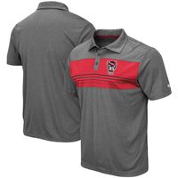 Men's Colosseum Heathered Charcoal NC State Wolfpack Wordmark Smithers Polo