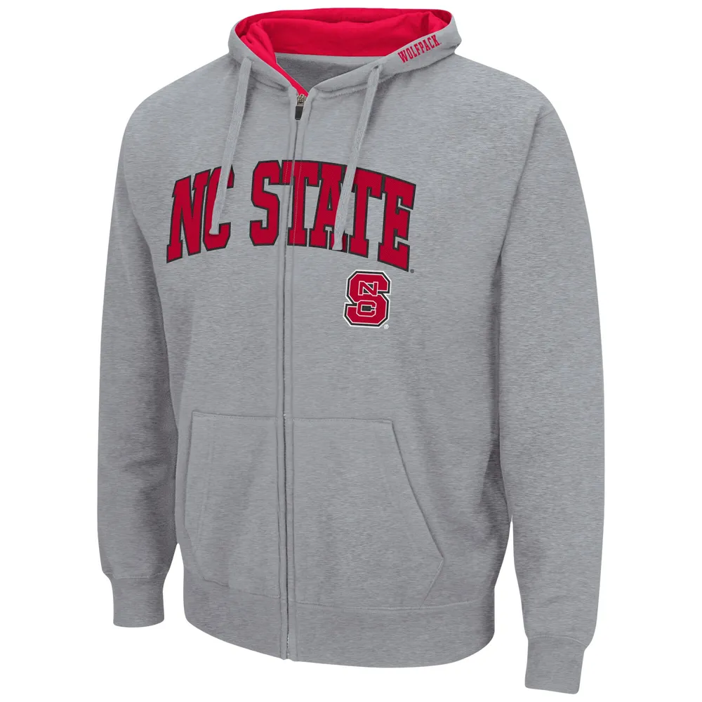 Sweat à capuche zippé NC State Wolfpack Arch & Logo 3.0 pour homme Colosseum Heathered Grey