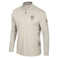 Men's Colosseum Natural NC State Wolfpack OHT Military Appreciation Quarter-Zip Jacket