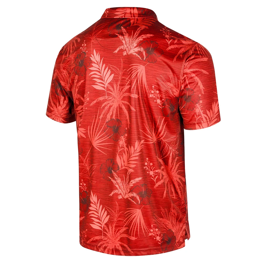 Men's Colosseum Red NC State Wolfpack Palms Team Polo