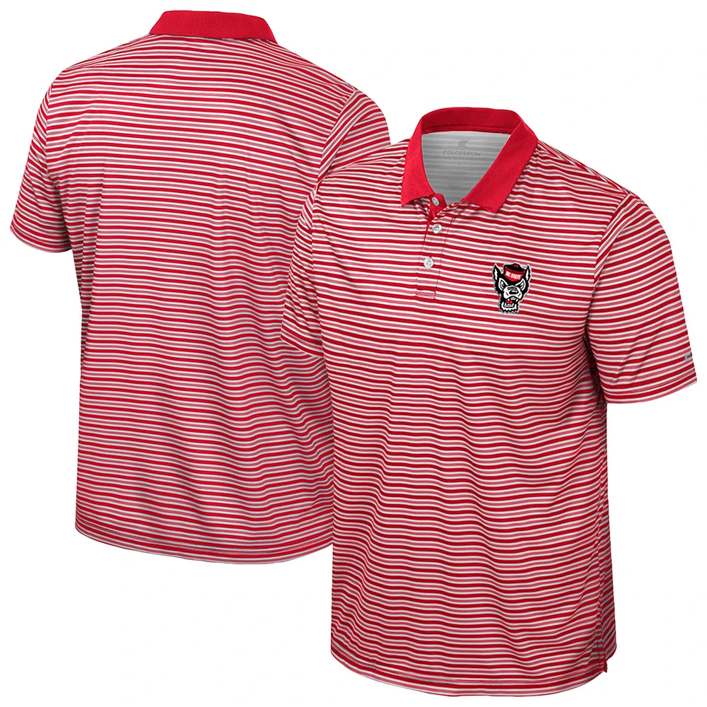 Polo rayé rouge Colosseum NC State Wolfpack pour homme