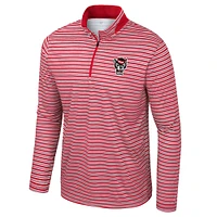 Haut rayé à glissière quart de tour pour homme Colosseum Red NC State Wolfpack