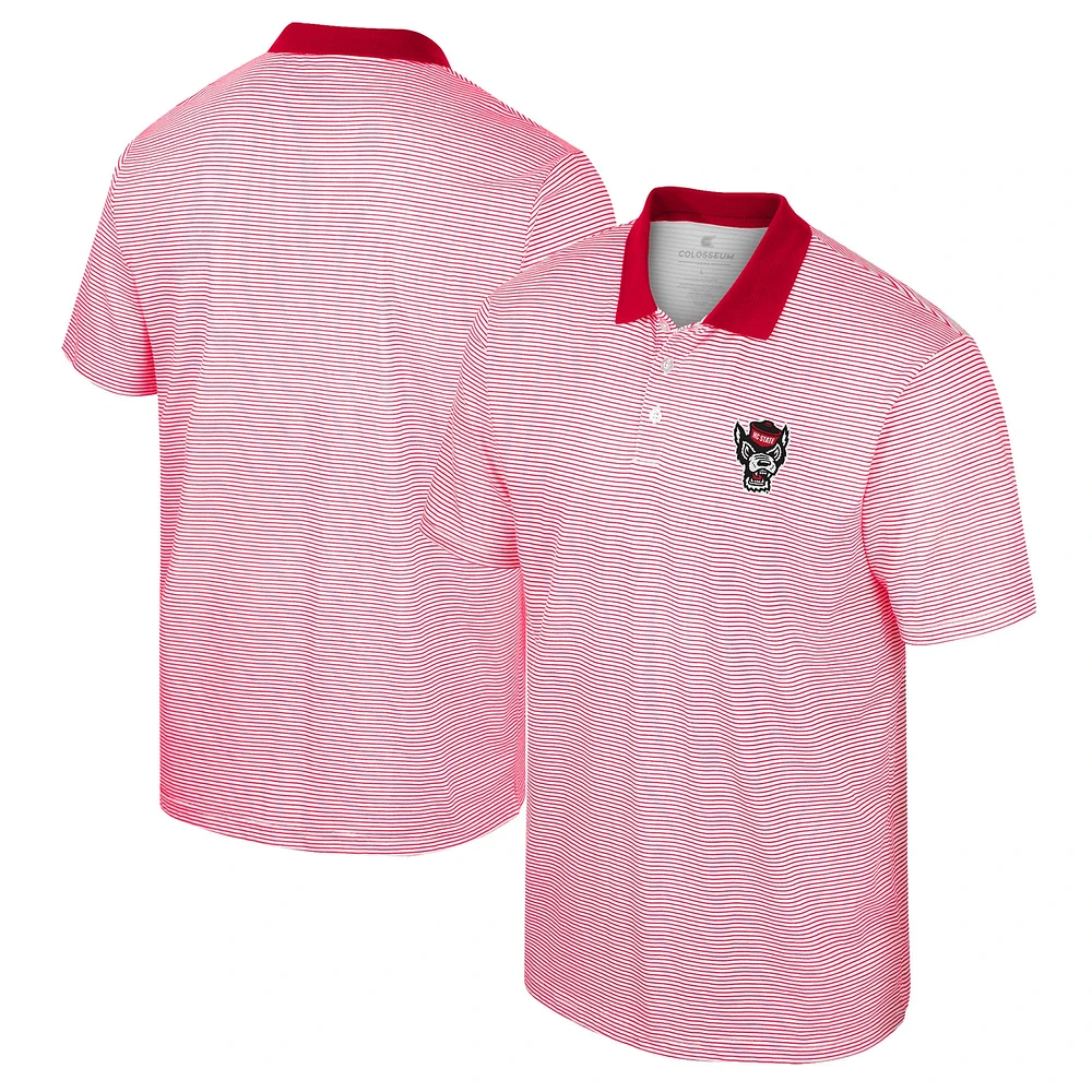 Polo à rayures Colosseum blanc/rouge NC State Wolfpack pour homme