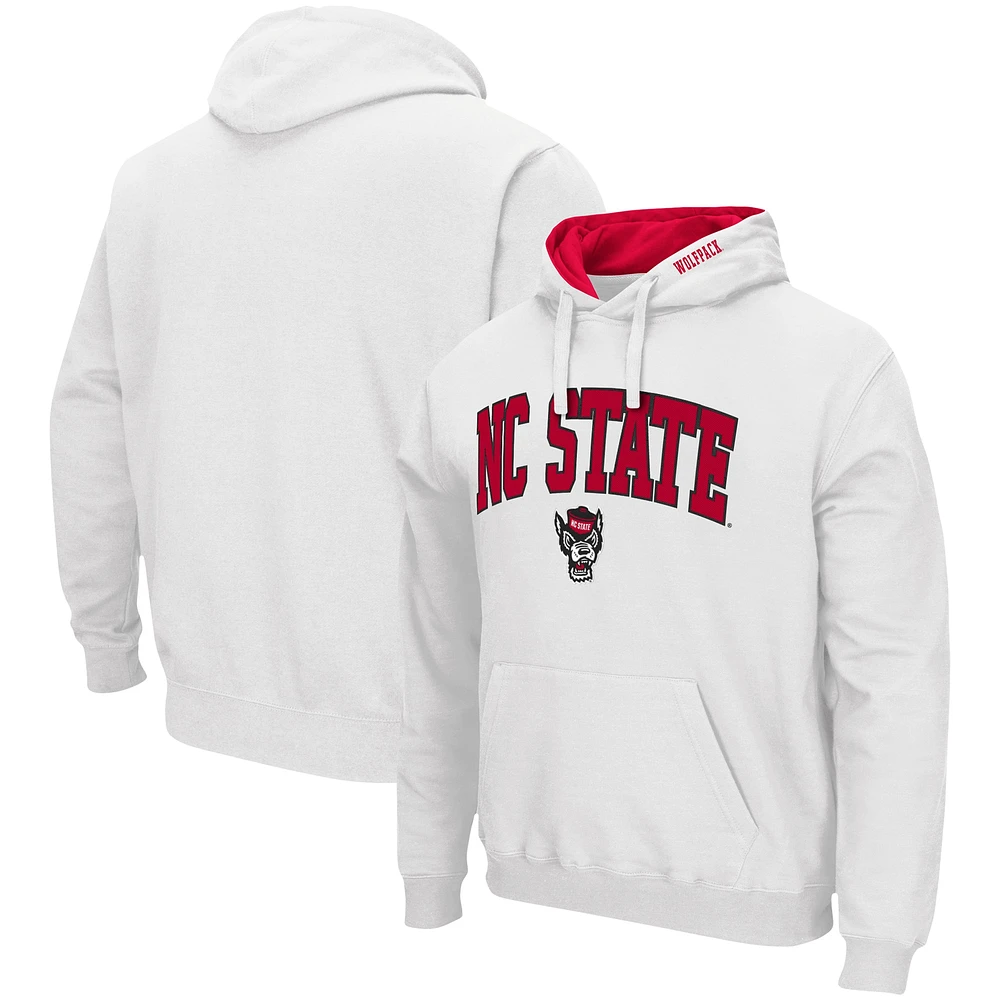 Chandail à capuchon Colosseum White NC State Wolfpack Arch & Logo 3.0 pour hommes